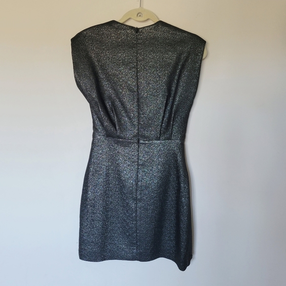 REVOLVE- IRO Dresdi V-Neck Mini Dress. Metallic black bodycon stretch - Picture 7 of 10